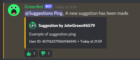 Suggestion Ping example